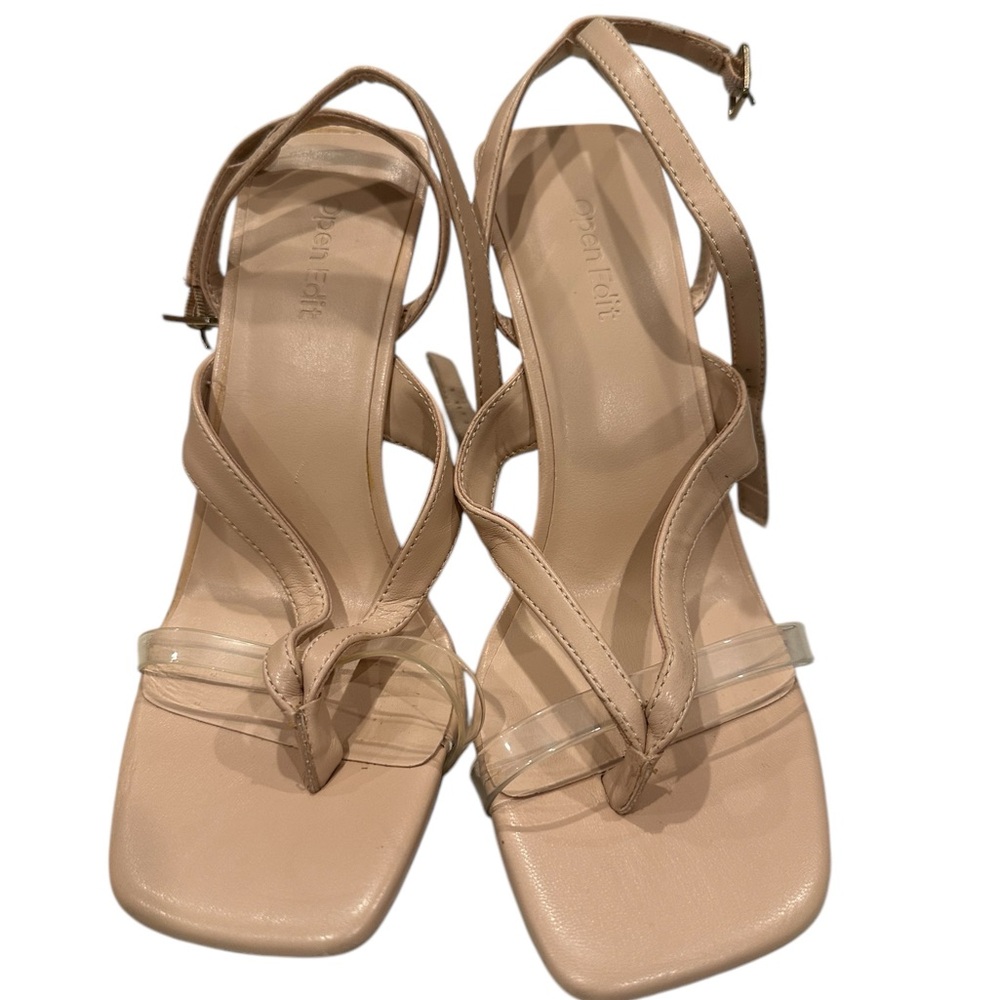 Open Edit Addison Ankle Strap Sandal In Tan Cream Size 7